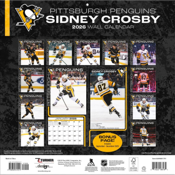 Pittsburgh Penguins kalendář #87 Sidney Crosby 2026 Wall