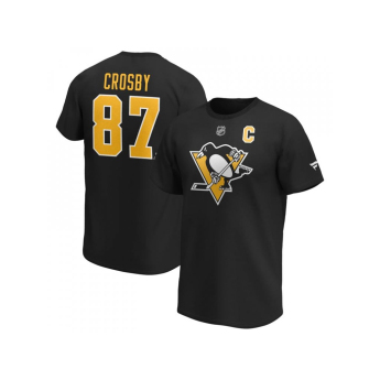 Pittsburgh Penguins pánské tričko Sidney Crosby #87 Stack Logo Name & Number black