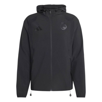 Real Madrid pánská bunda s kapucí Travel Windbreaker black