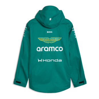 Aston Martin pánská bunda s kapucí Rain green official Teamline Replica F1 Team 2026