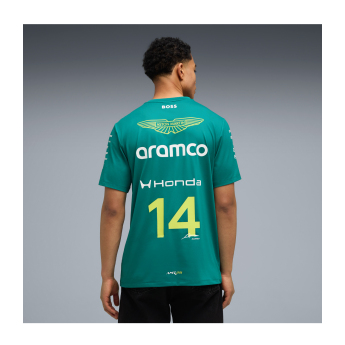 Aston Martin pánské tričko Fernando Alonso #14 green official Teamline Replica F1 Team 2026