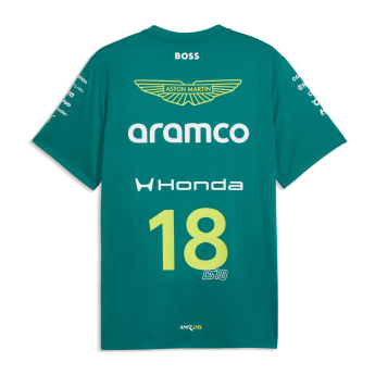 Aston Martin pánské tričko Lance Stroll #18 green official Teamline Replica F1 Team 2026