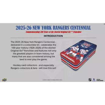 NHL boxy hokejové karty NHL 2025-26 Upper Deck New York Rangers NHL Centennial Hobby Box
