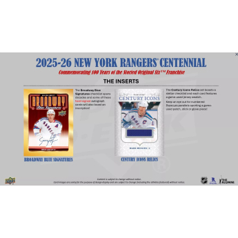 NHL boxy hokejové karty NHL 2025-26 Upper Deck New York Rangers NHL Centennial Hobby Box