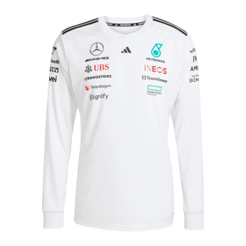 Mercedes AMG Petronas pánské tričko s dlouhým rukávem white official Teamline Replica F1 Team 2025