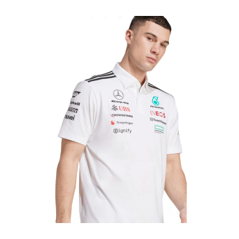 Mercedes AMG Petronas pánské polo tričko white official Teamline Replica F1 Team 2025
