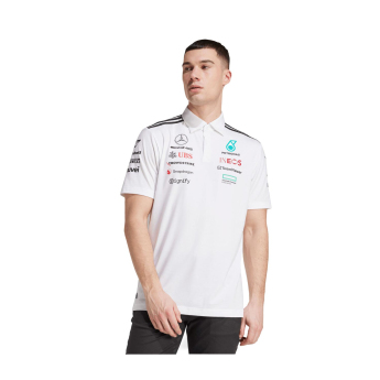 Mercedes AMG Petronas pánské polo tričko white official Teamline Replica F1 Team 2025