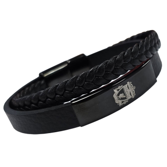 FC Liverpool kožený náramek Crest Black IP Leather Bracelet