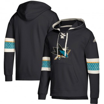 San Jose Sharks pánská mikina s kapucí black Adidas Jersey Lace-Up Pullover Hoodie